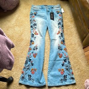 Flower Bell Bottom Jeans